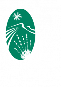 Logo blanc du parc naturel régional des Baronnies provençales